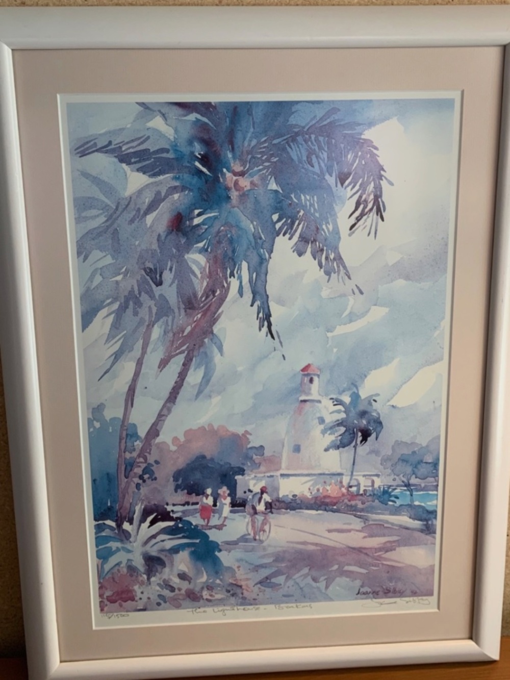 Vintage Joanne Sibley Signed Art Print "The Lighthouse - Bahamas" Framed 115/150